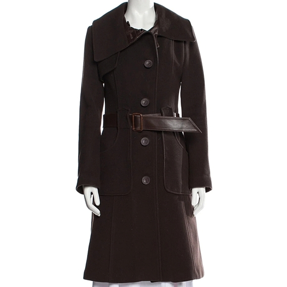 Mackage Jackets & Blazers - Mackage wool leather trim cozy belt winter trench coat